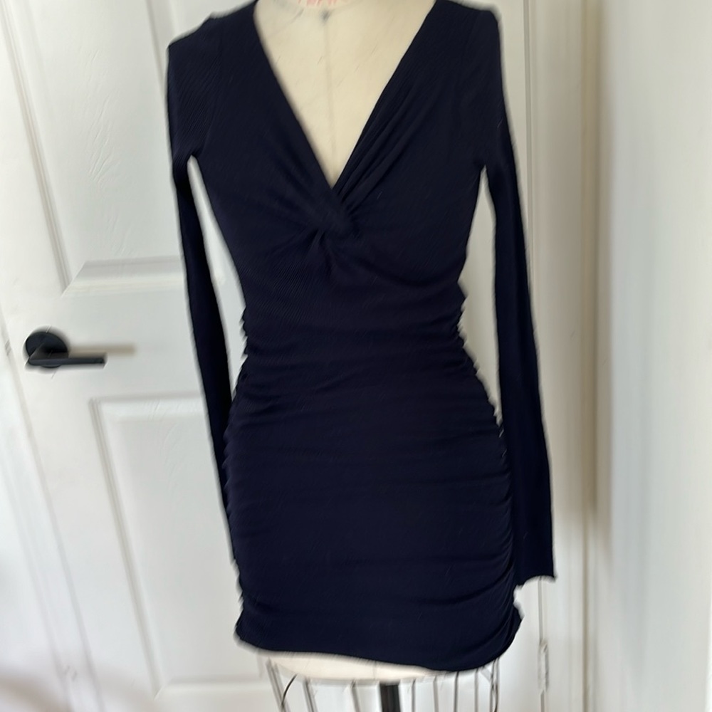 Maje Navy blue ruched dress